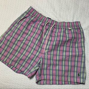 Polo By Ralph Lauren Plaid Swim Trunks Size Large